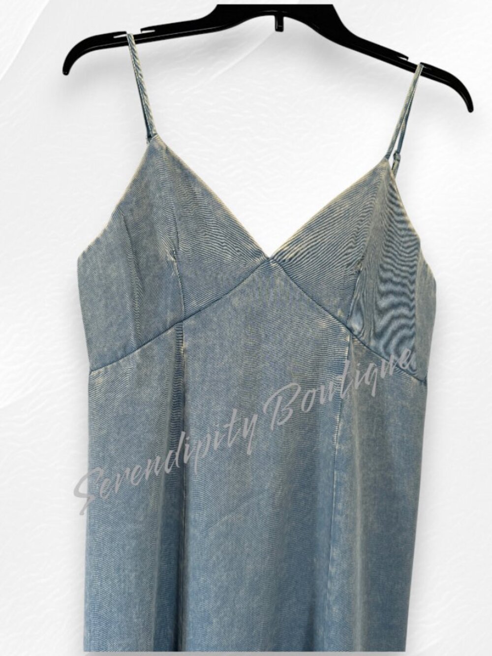 Zenana Soft Tencel Denim Light Wash Maxi Dress Flowy Cami Sundress Blue NWT - Picture 6 of 10